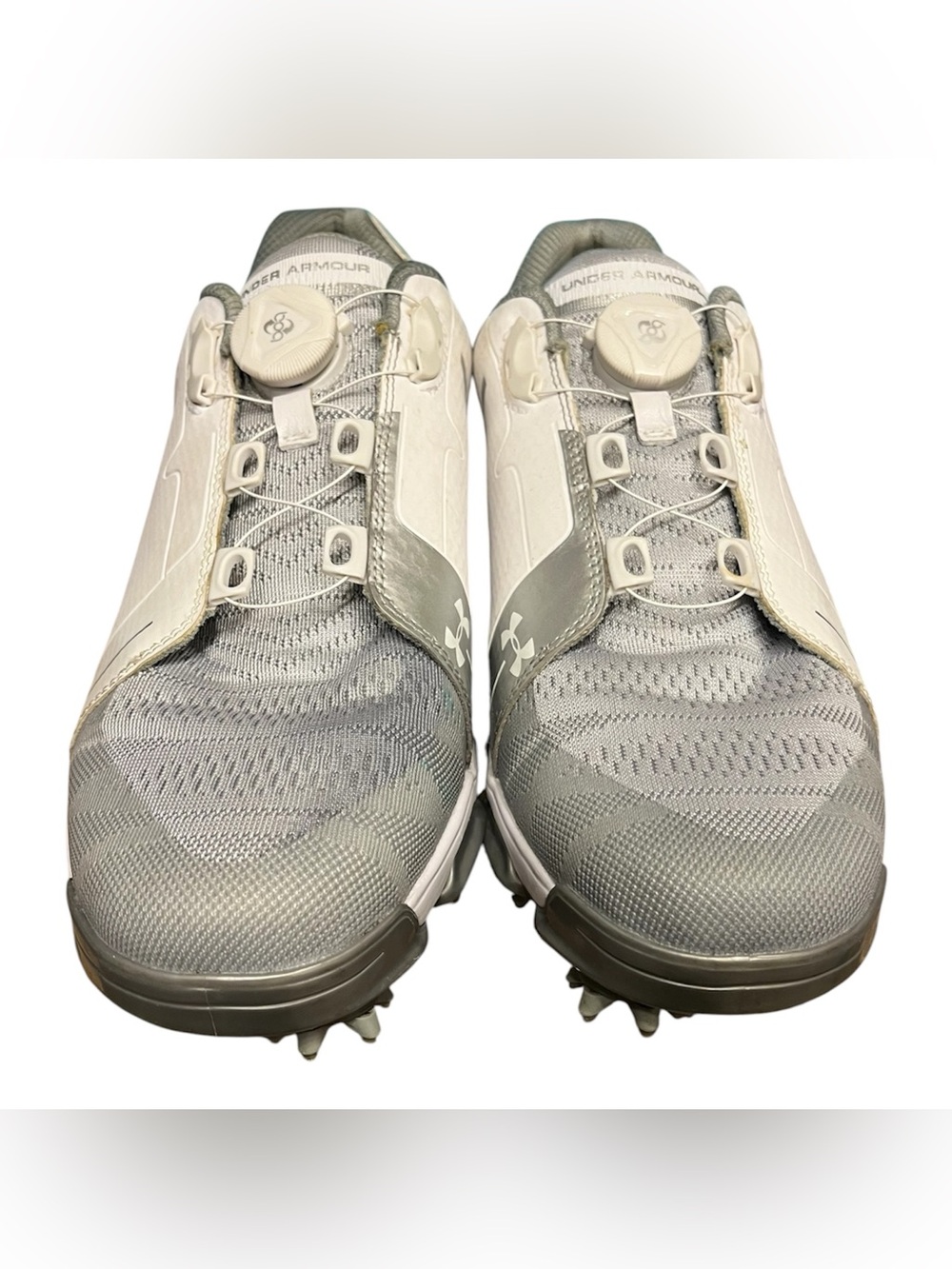 Under Armour Men’s White & Gray Golf Shoes with Dial Lacing